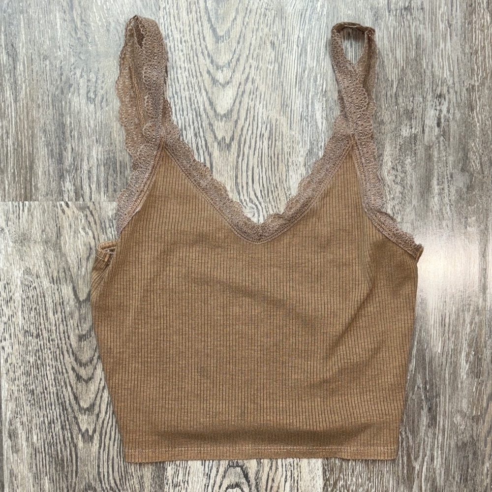 American Eagle Brown Lace Trim Tank Top ***
